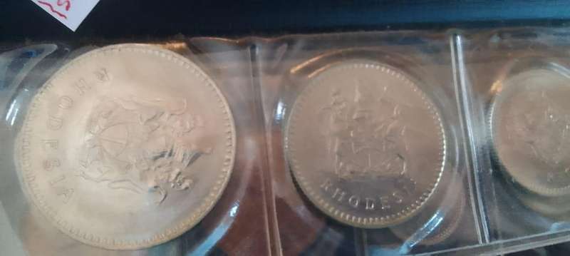 COINS OF RHODESIA SET - IN LEATHER POUCH - 1970`S