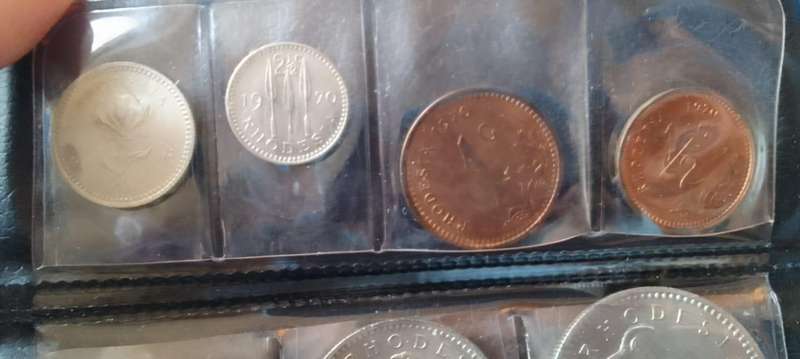 COINS OF RHODESIA SET - IN LEATHER POUCH - mix years 1960's and 1970`S