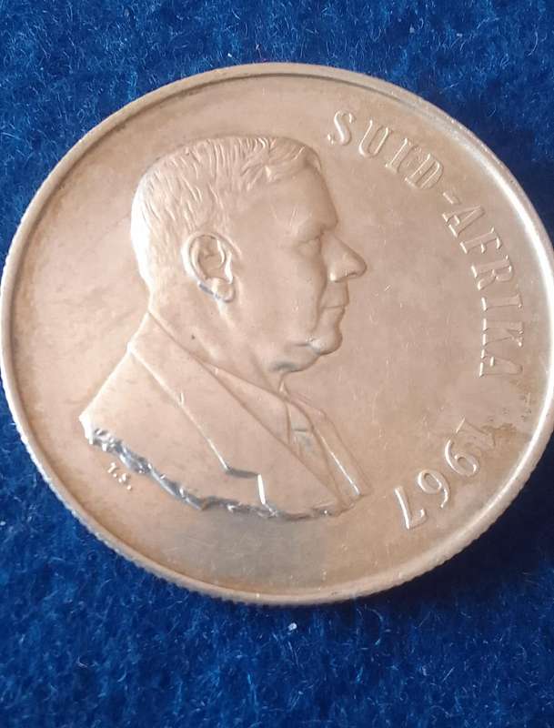 1967 RSA ONE RAND (R1) SILVER VERWOERD AFRIKAANS