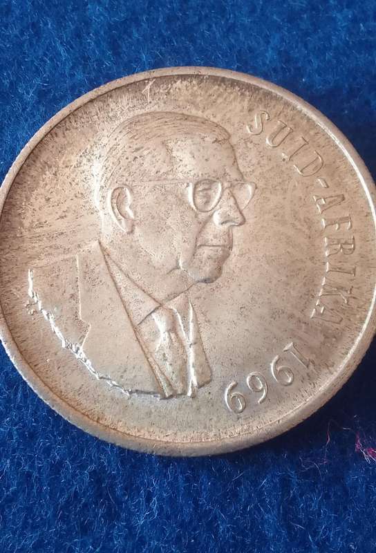 1969 RSA ONE RAND (R1) SILVER DONGES - AFRIKAANS