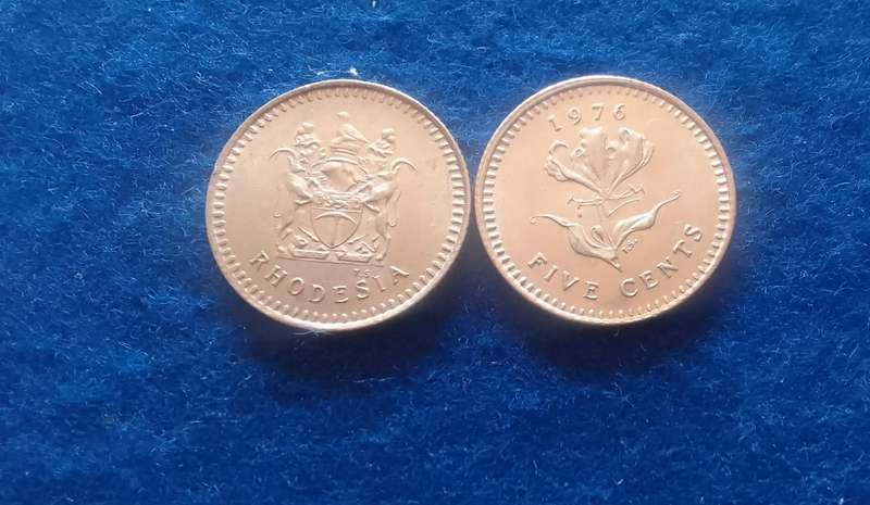 1976 RHODESIA 5c NICKEL COINS (SET OF 2) - LOVELY SET
