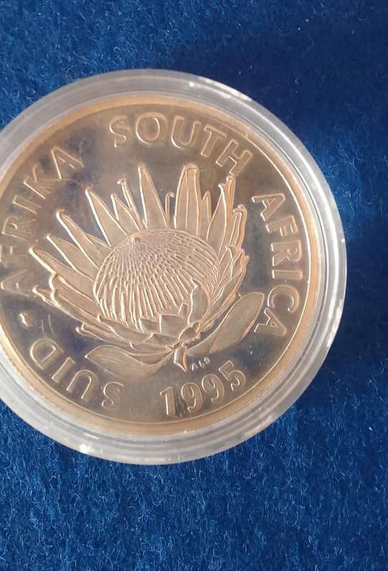 1995  SILVER R1 RAILWAY PROOF COIN IN SA MINT BOX
