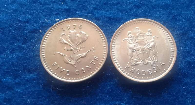 1976 RHODESIA 5c NICKEL COINS (SET OF 2) - LOVELY SET