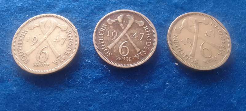 1947 SOUTHERN RHODESIAN  6 PENCE NICKEL (TAKE ALL)