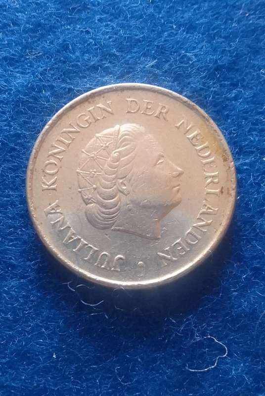 1969 NETHERLANDS 25c QUEEN JULIANA NICKEL COIN