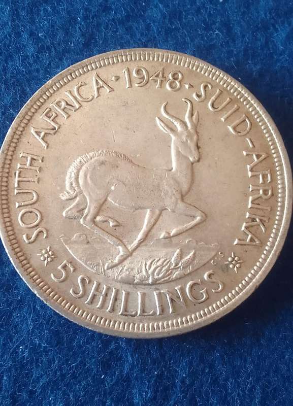 1948 UNION OF SA SILVER FIVE SHILLINGS (CROWN)