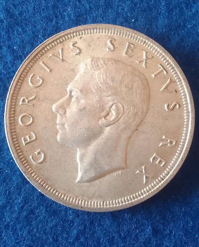 1948 UNION OF SA SILVER FIVE SHILLINGS (CROWN)