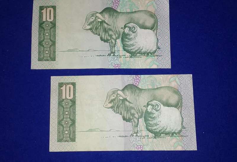 TEN RAND - GPC DE KOCK - (2 NOTES) CLEAN CONDITION