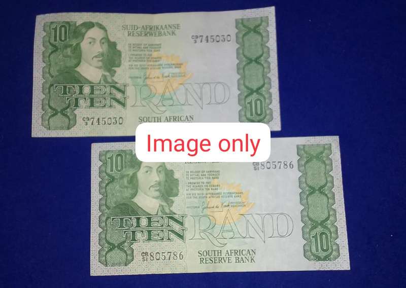 TEN RAND - GPC DE KOCK - (2 NOTES) CLEAN CONDITION