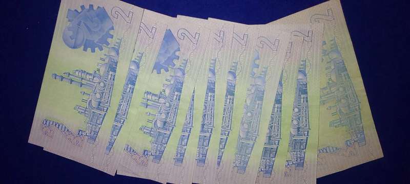 TWO RAND  GPC DE KOCK (80's) CLEAN CONDITION - 10 NOTES
