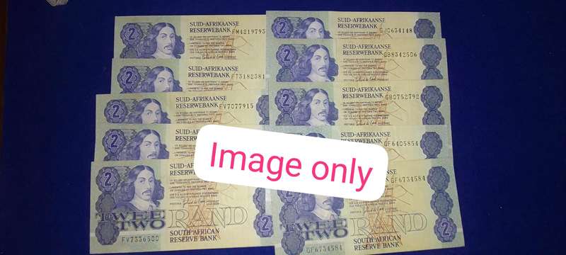TWO RAND  GPC DE KOCK (80's) CLEAN CONDITION - 10 NOTES