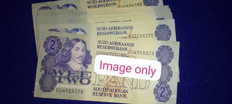 TWO RAND  GPC DE KOCK (80's) CLEAN CONDITION - 10 NOTES