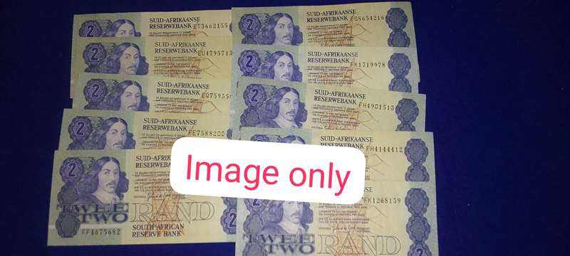 TWO RAND  GPC DE KOCK (80's) CLEAN CONDITION - 10 NOTES
