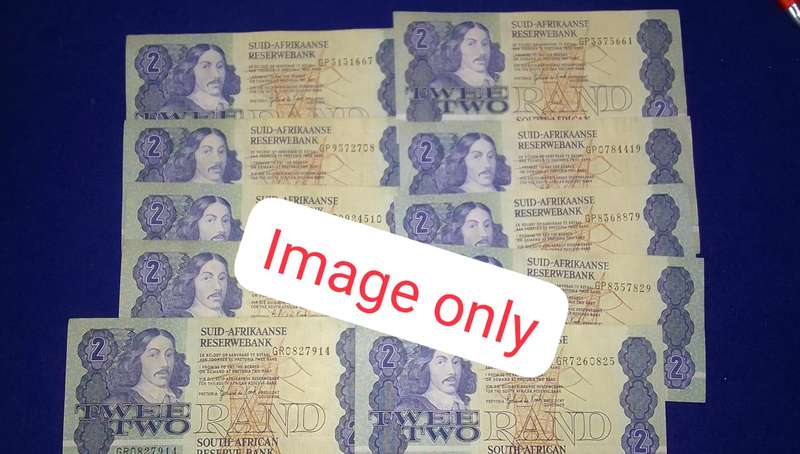 TWO RAND  GPC DE KOCK (80's) CLEAN CONDITION - 10 NOTES