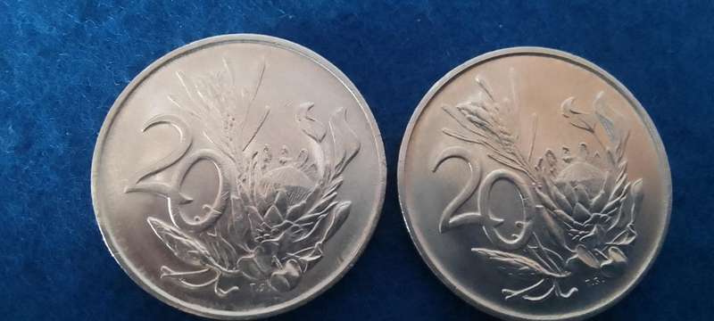 TWENTY CENT NICKEL COIN (RSA) -  (1980/1981)  - 2 BRILLIANT  COINS - AUNC