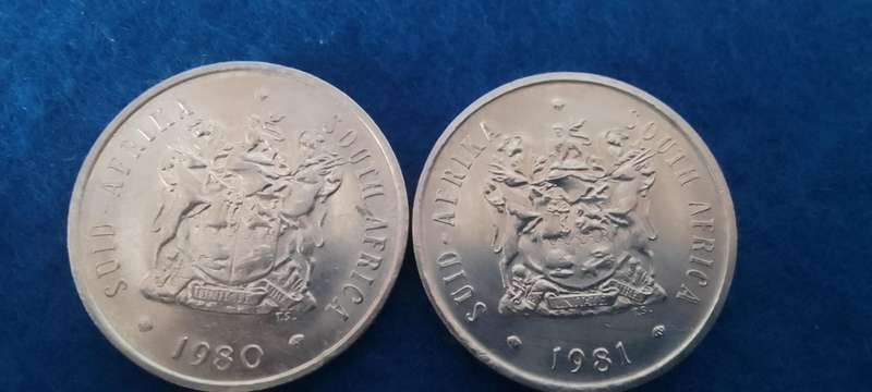 TWENTY CENT NICKEL COIN (RSA) -  (1980/1981)  - 2 BRILLIANT  COINS - AUNC