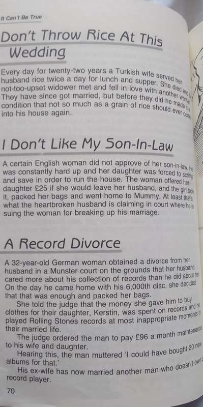 Book: It can't be true - Jane Reid (weird and wonderful facts) One of  kind