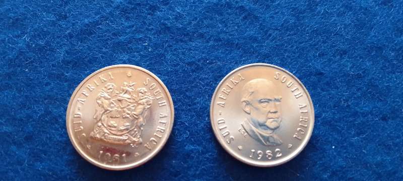 RSA Five cent nickel coins (1981+1982) x 2- proof like - bid takes all