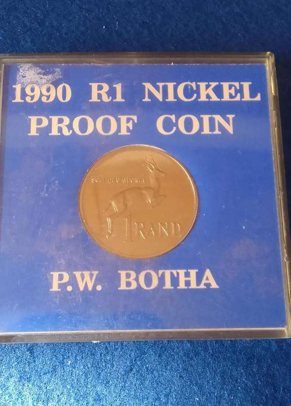 SUPER COIN SALE!    1990 P.W. BOTHA NICKEL R1 PROOF COIN