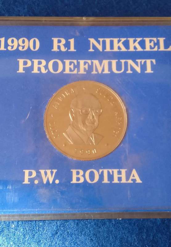 SUPER COIN SALE!    1990 P.W. BOTHA NICKEL R1 PROOF COIN