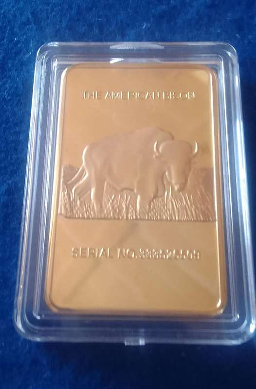 ONE TROY ONCE ((100 MILLS) .999  THE AMERICAN BISON COIN - GOLD CLAD