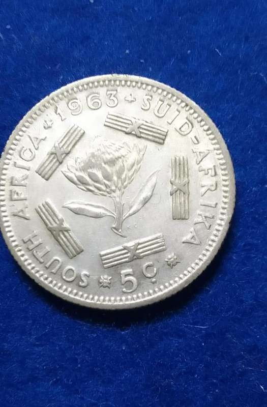 1963 five cent (5c) South Africa Silver coin - circulated