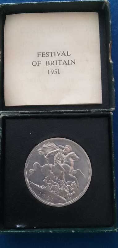 1951 Festival of Britain Silver 5 Shillings- Crown -  in original gift box
