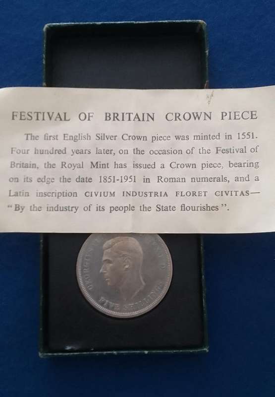 1951 Festival of Britain Silver 5 Shillings- Crown -  in original gift box