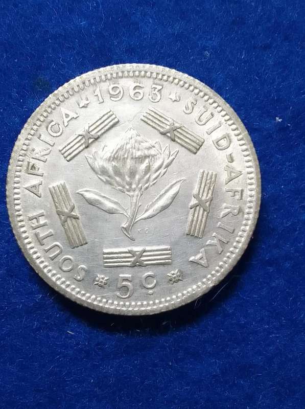 1963 five cent (5c) South Africa Silver coin - circulated