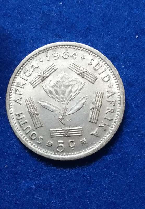 1964 five cent (5c) South Africa Silver coin - circulated