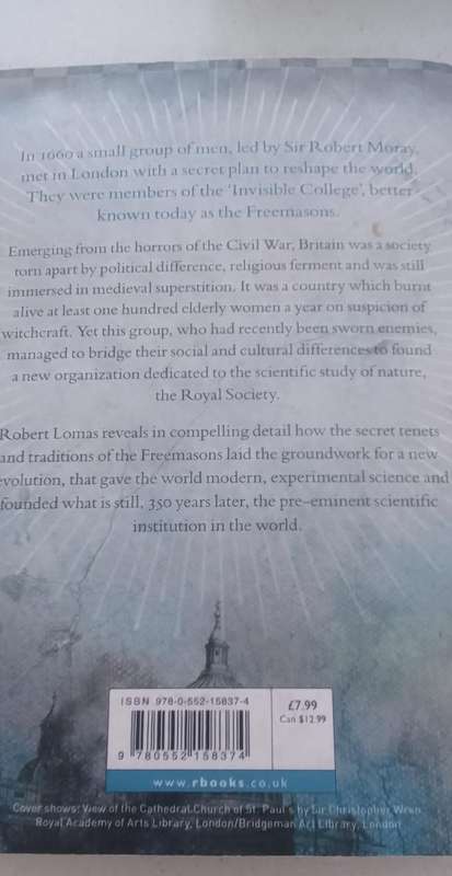 BOOK:  Invisible college - Robert Lomas (NON-FICTION)  378PGS