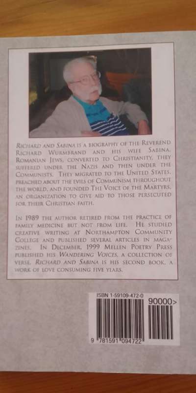 Book: RICHARD AND SABINA - BIOGRAPHY OF REV. RICHARD WURMBRAND AND HIS WIFE SABINA