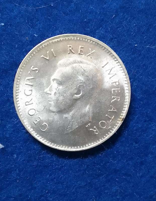 1943 South Africa Three Pence (3D) silver coin - circulated
