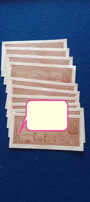 RSA ONE RAND  - TW de Jongh, (UNC/ SEQUENCED) : Consecutive Number :  10 notes