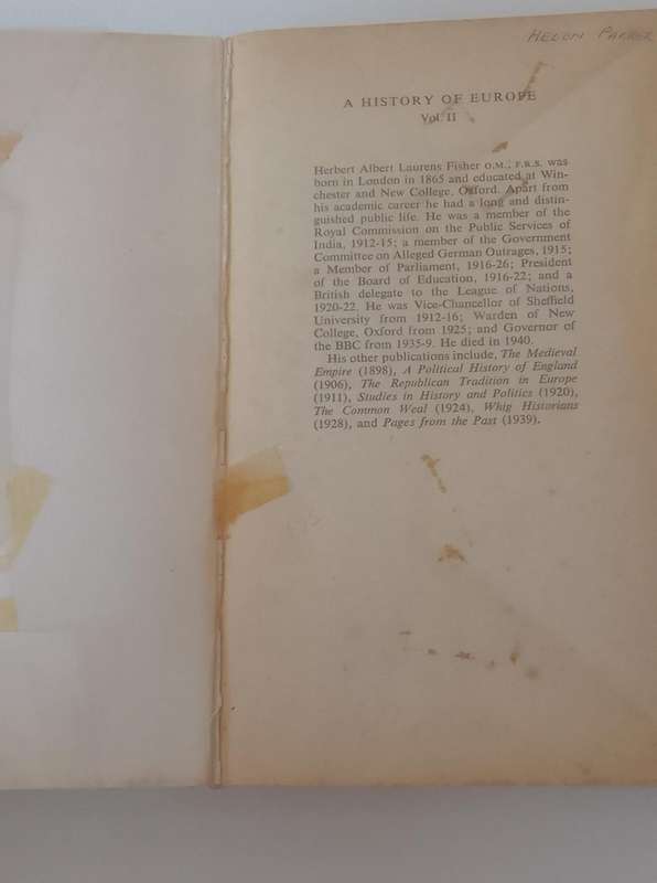 Book: A History of Europe - classical History - H.A.L. Fisher