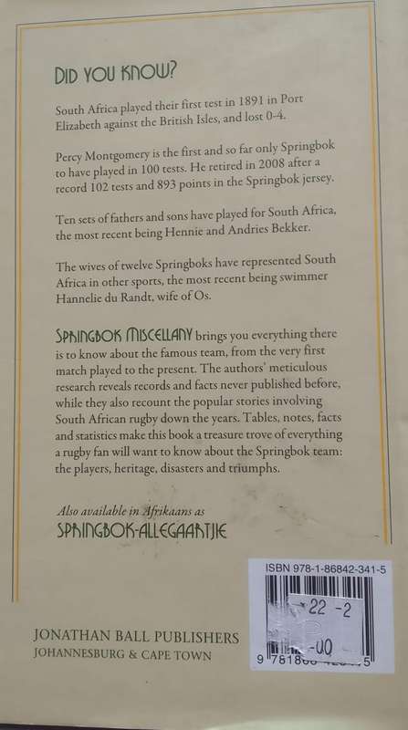 BOOK:  Springbok  Miscellany - Eddie Grieb & Stuart Farmer (RUGBY)