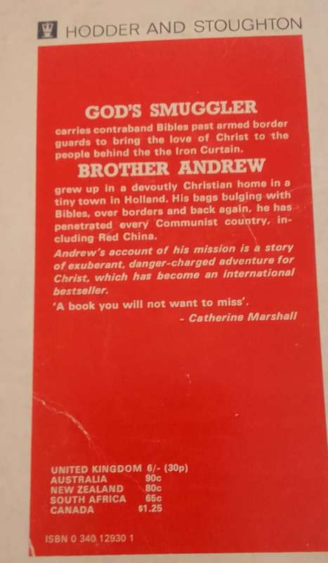 Book:  God's smuggler - Brother Andrew - with John and Elizabeth Sherrill