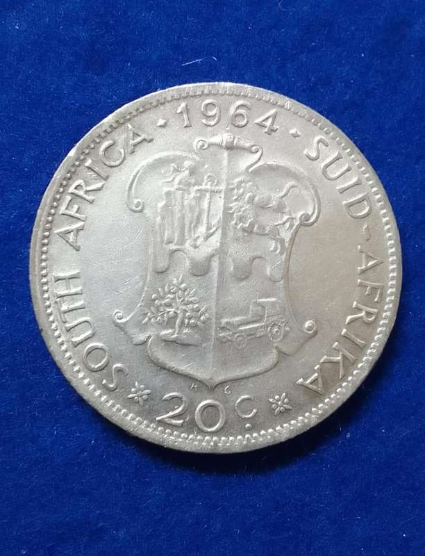 1964 South Africa silver Twenty Cent Circulated