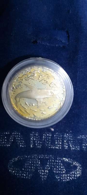 SILVER SALE- 1999 GREAT WHITE SHARK two and a half cen TICKEY PROOF COIN SA MINT VELVET POUCH + CERT