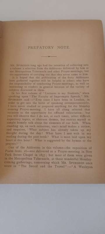 Book: Only a Prayer Meeting - CH Spurgeon (Printed 1901)