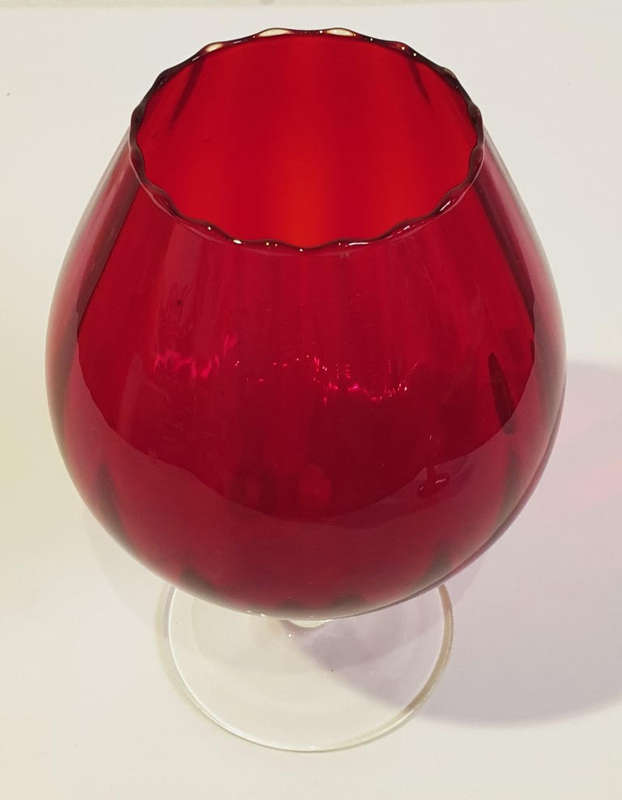 Stunning Italian Empoli ruby glass Como footed Goblet Vase