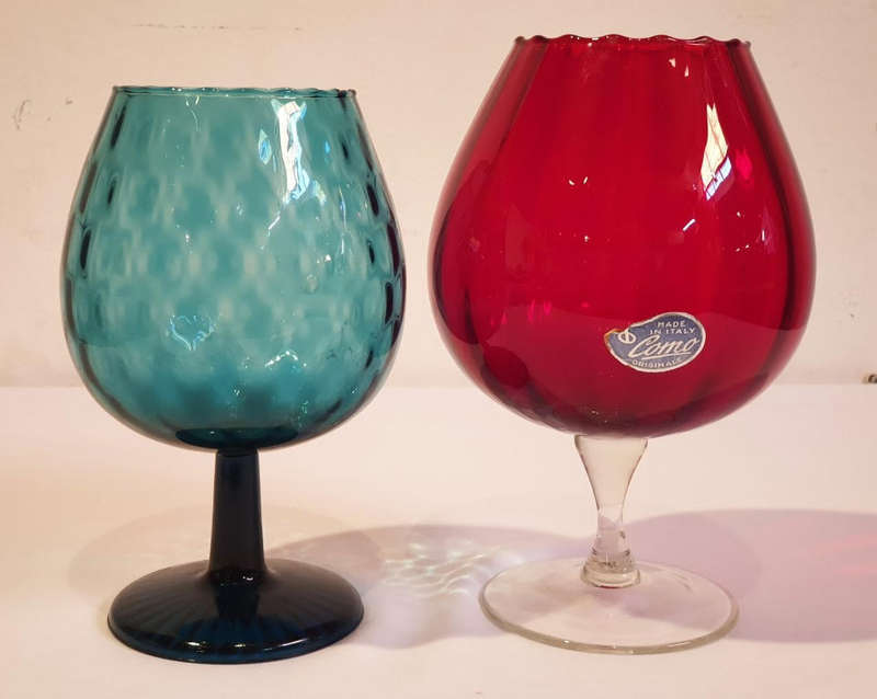 Stunning Italian Empoli ruby glass Como footed Goblet Vase