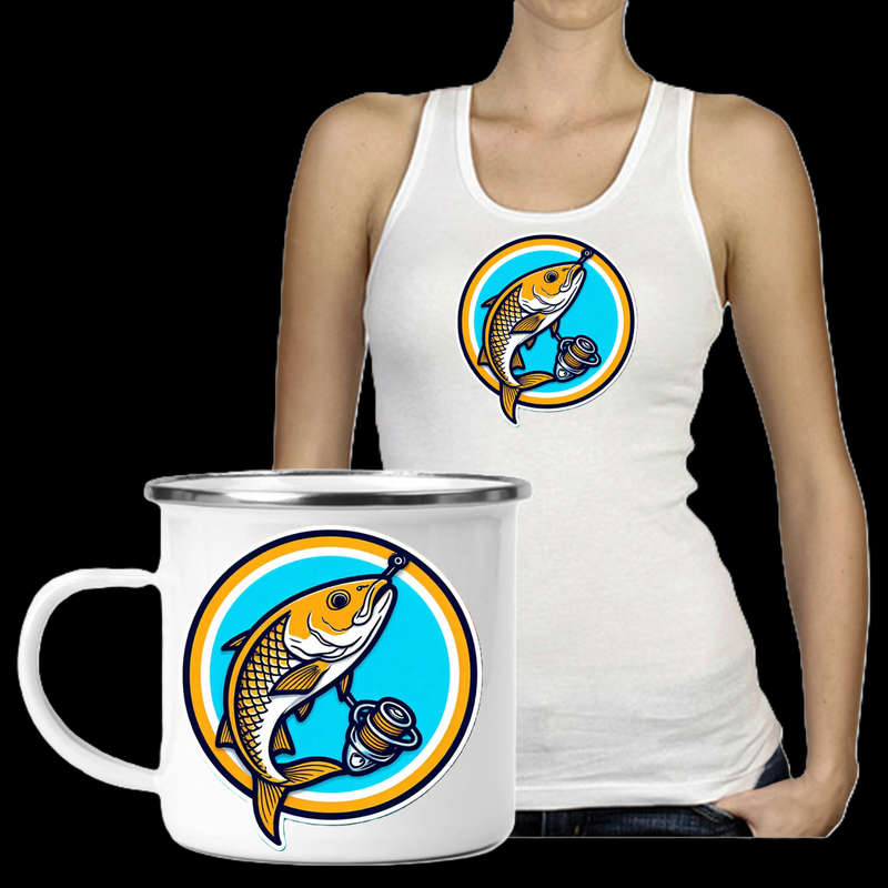 Ladies Vest & Enamel Mug Combo Fishing