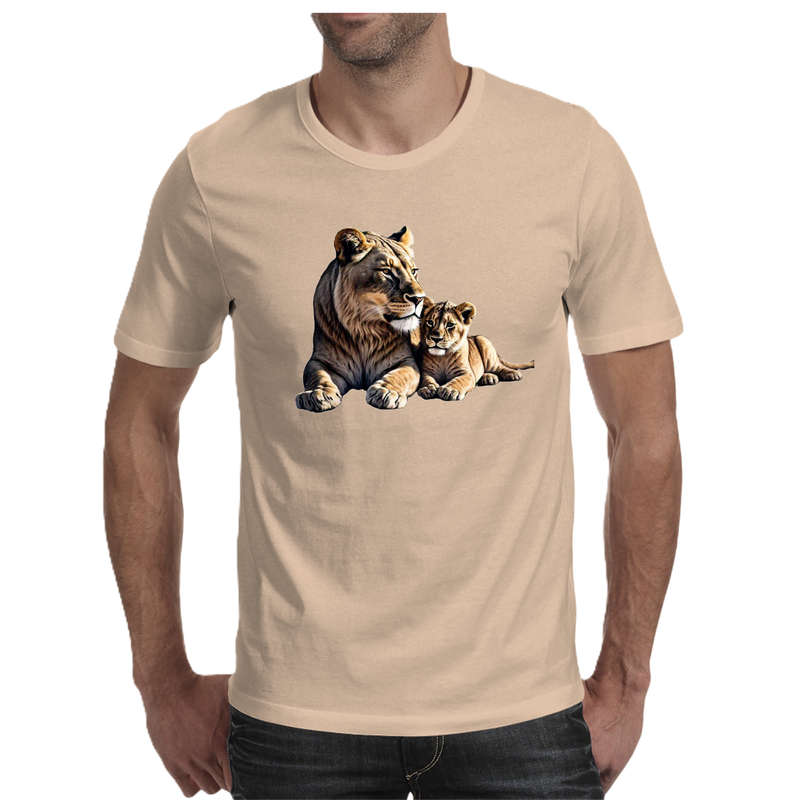 Wildlife print- LION  men's T-shirt 100% cotton