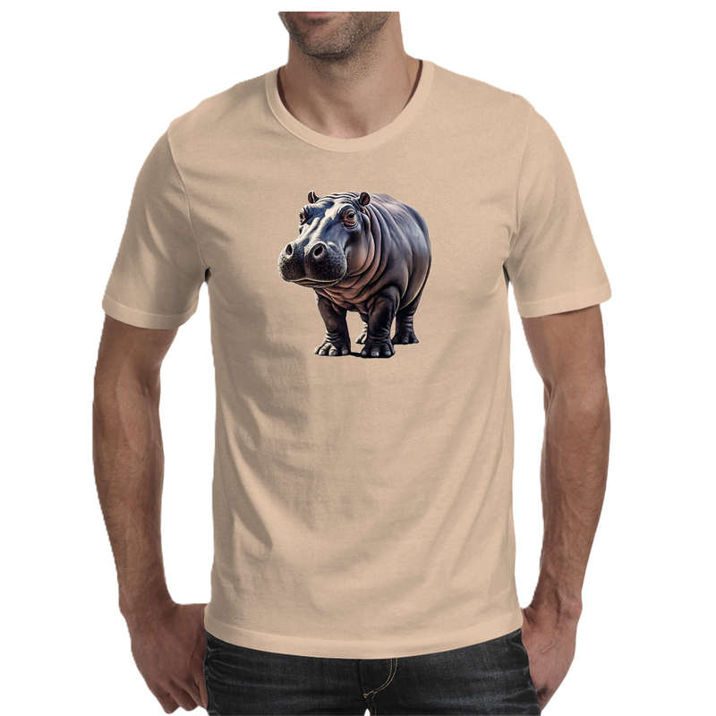 Wildlife print- HIPPO men's T-shirt 100% cotton