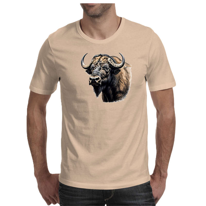 Wildlife print- BUFFALO men's T-shirt 100% cotton