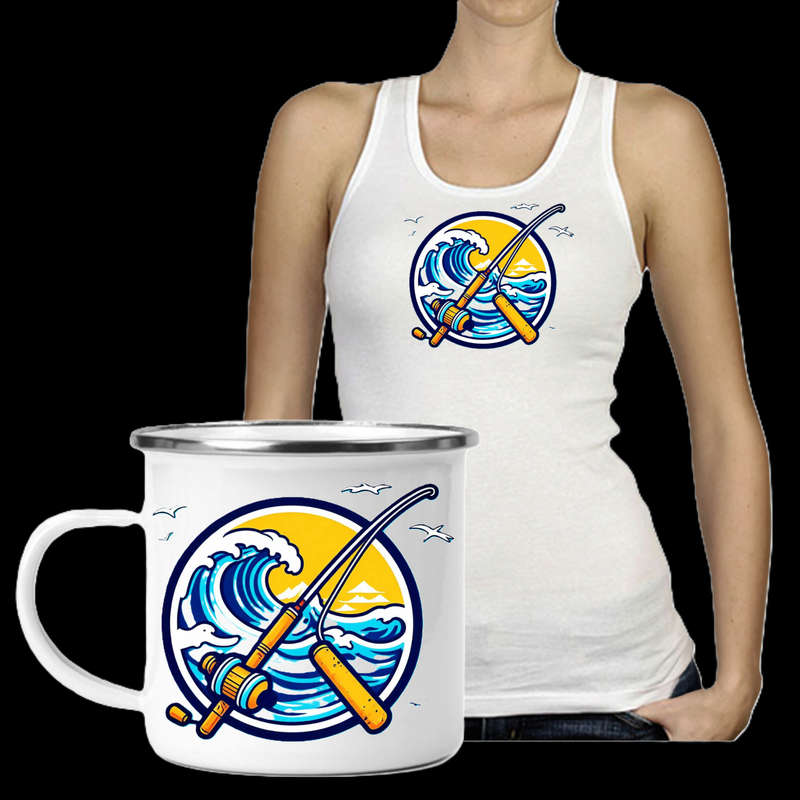 Ladies Vest & Enamel Mug Combo Fishing