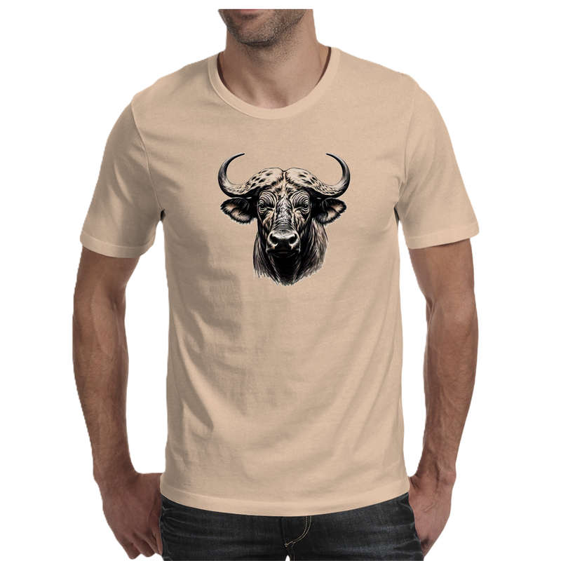 Wildlife print- BUFFALO men's T-shirt 100% cotton