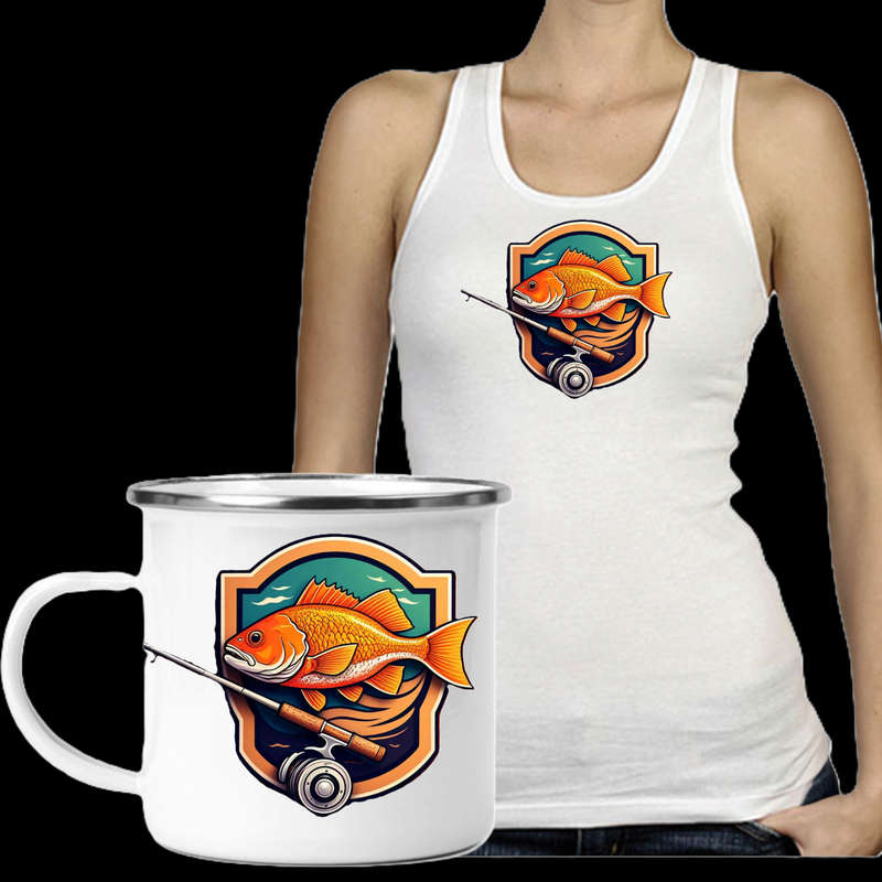 Ladies Vest & Enamel Mug Combo Fishing
