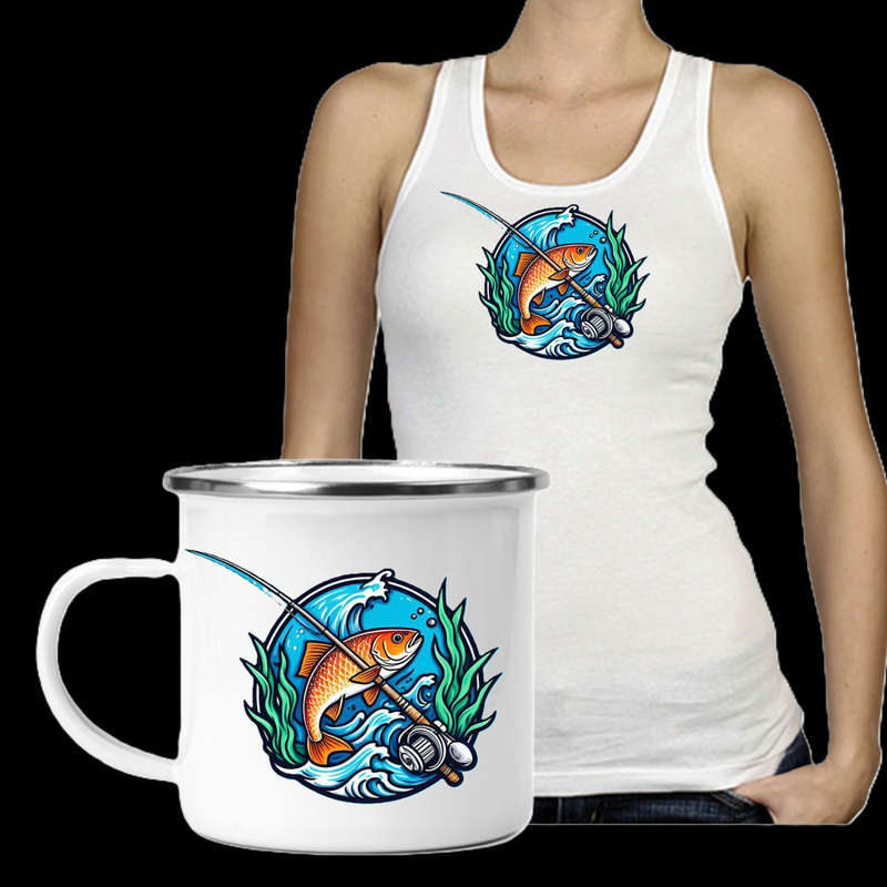 Ladies Vest & Enamel Mug Combo Fishing